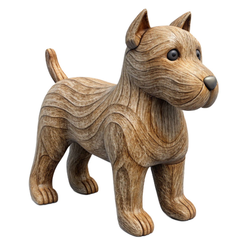 beautiful classic Carved Wooden Dog Figurine Isolated Element authentic png