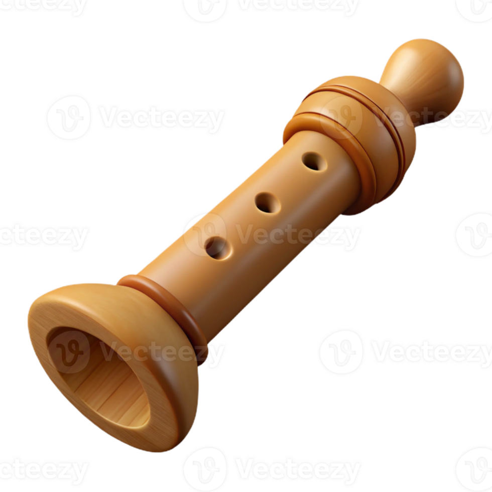 beautiful creative Carved Wooden Flute Smooth Finish Isolated detailed png