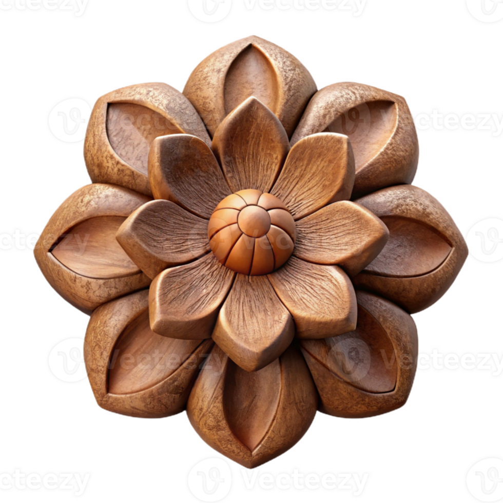 impressive abstract Carved Wooden Flower Isolated Cutout professional png