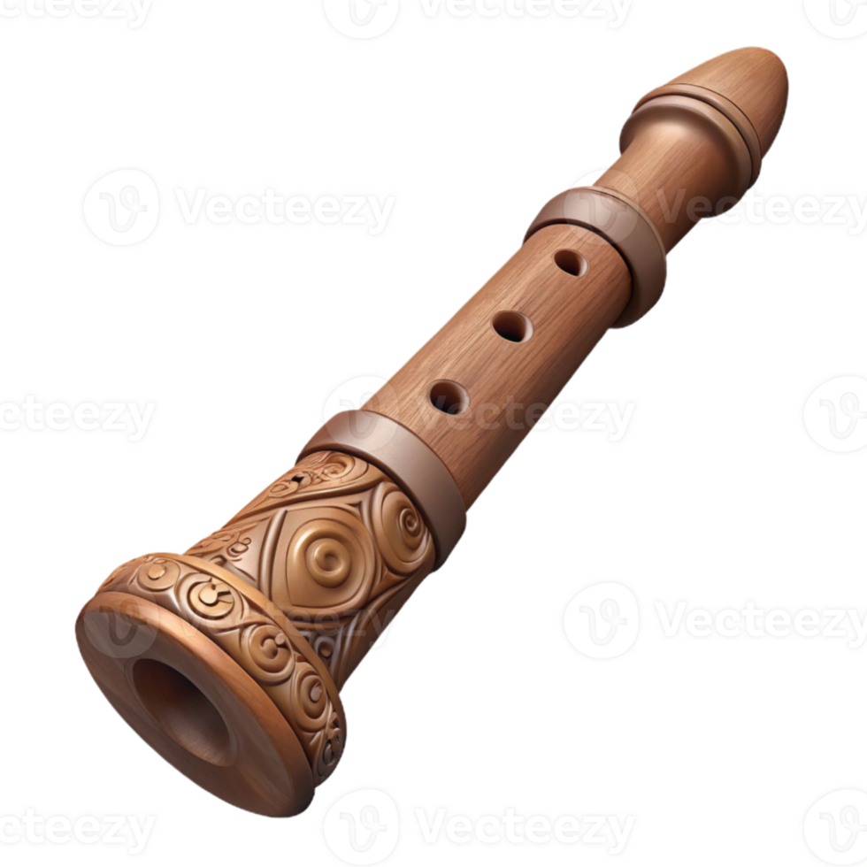 magnificent creative Carved Wooden Flute with Decorative Symbols Cutout authentic png