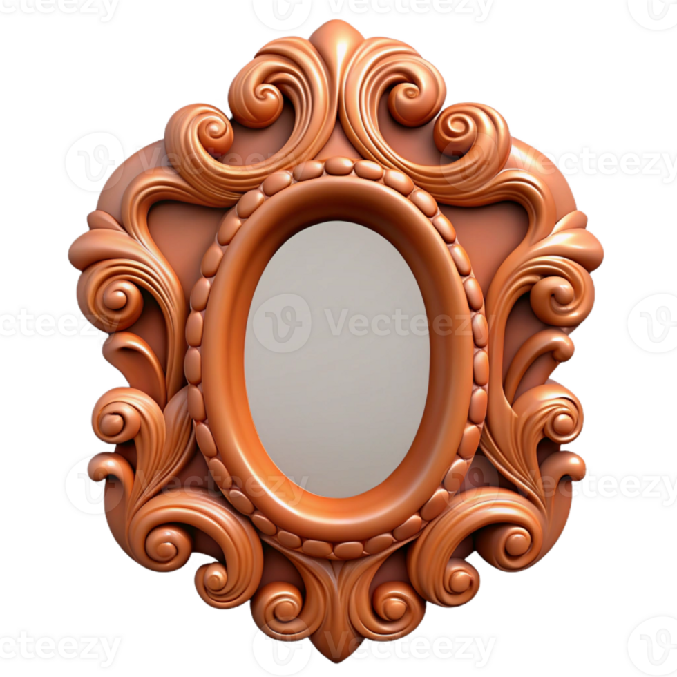 magnificent abstract Carved Wooden Frame Ornate Design Isolated png