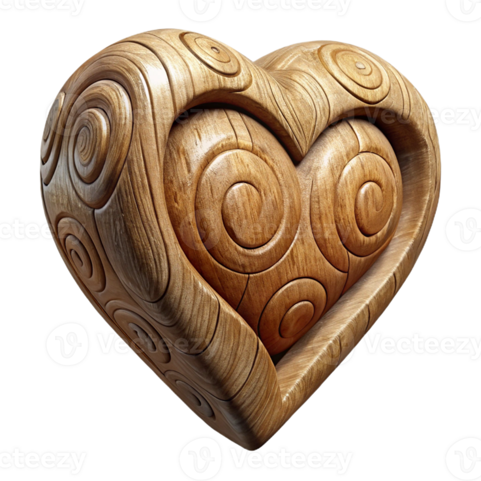 wonderful modern Carved Wooden Heart Ornament Isolated Cutout original png