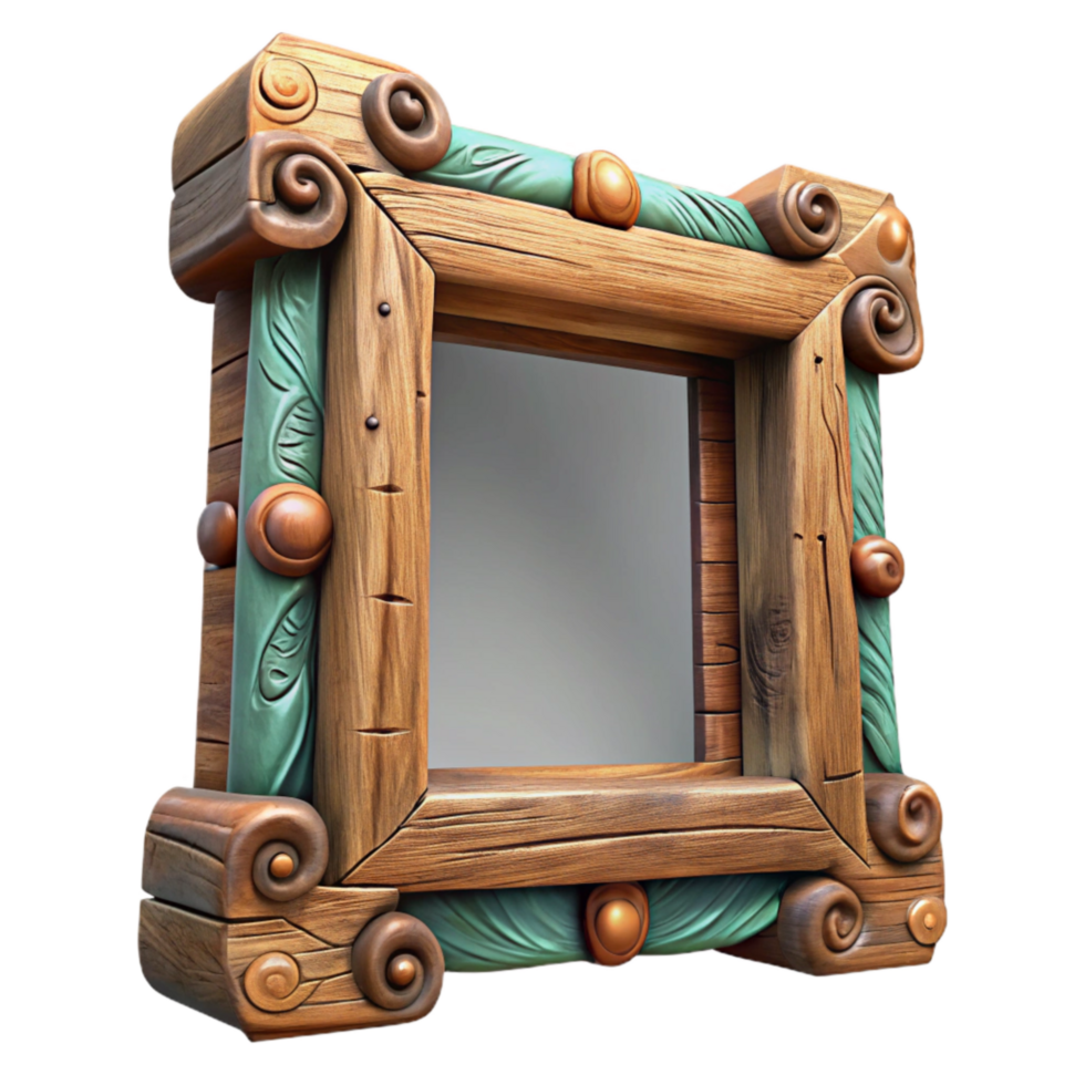 extraordinary vintage Carved Wooden Frame Rustic Finish Transparent Background high quality png