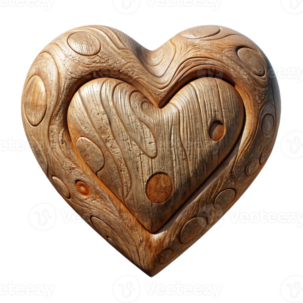beautiful vintage Carved Wooden Heart Ornament Isolated Cutout high resolution png