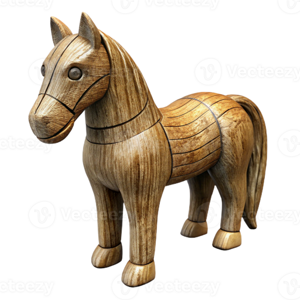 impressive abstract Carved Wooden Horse Figurine Isolated Element detailed png