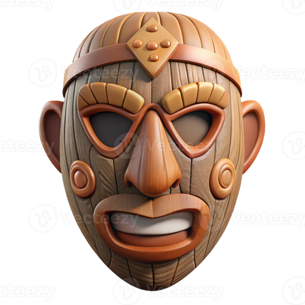 wonderful creative Carved Wooden Mask Tribal Style Transparent authentic png