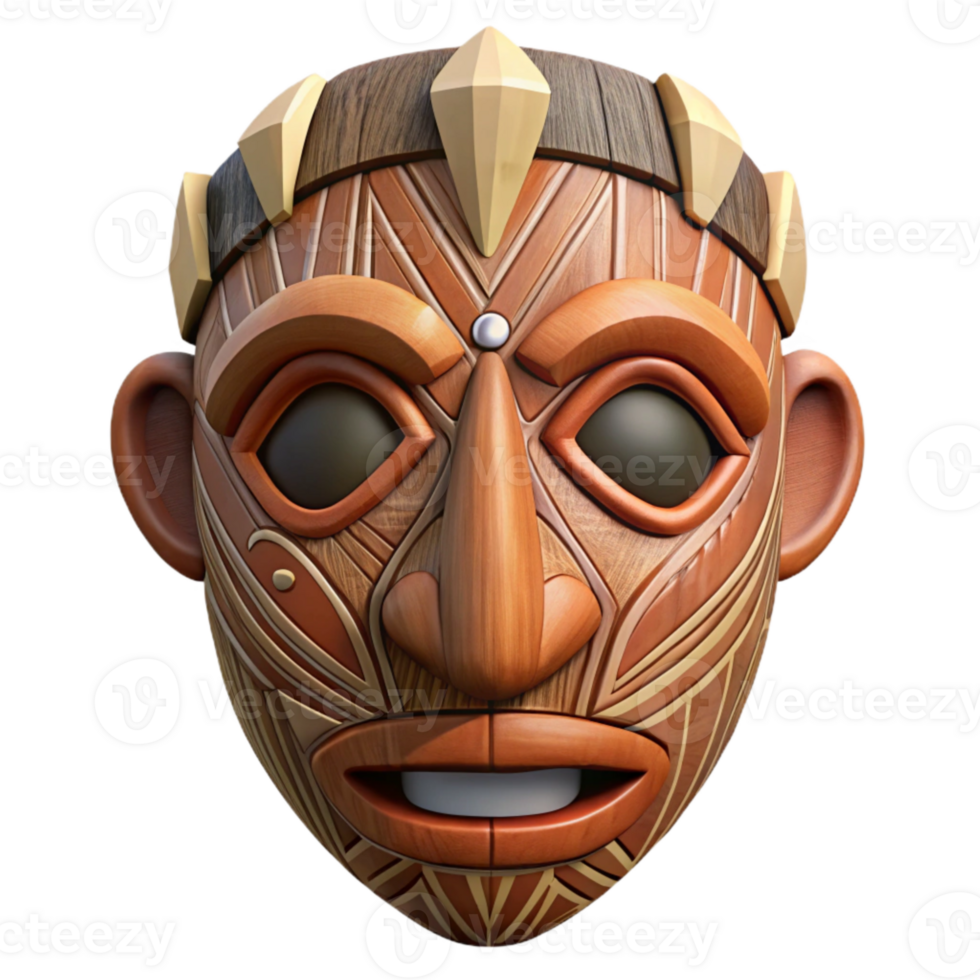 impressive modern Carved Wooden Mask Tribal Style Transparent authentic png