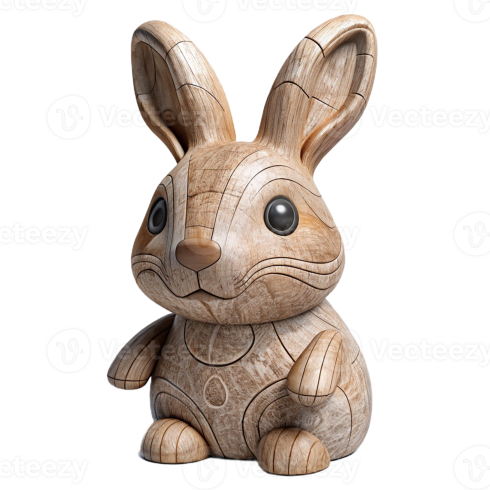 wonderful modern Carved Wooden Rabbit Figurine Isolated Element genuine png