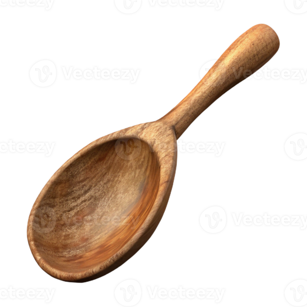 dramatic vintage Carved Wooden Spoon Rustic Style Transparent Background genuine png