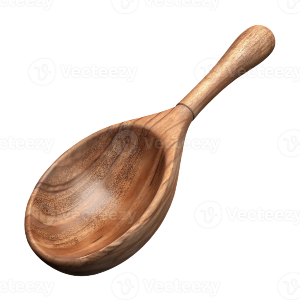 serene contemporary Carved Wooden Spoon Rustic Style Transparent Background original png