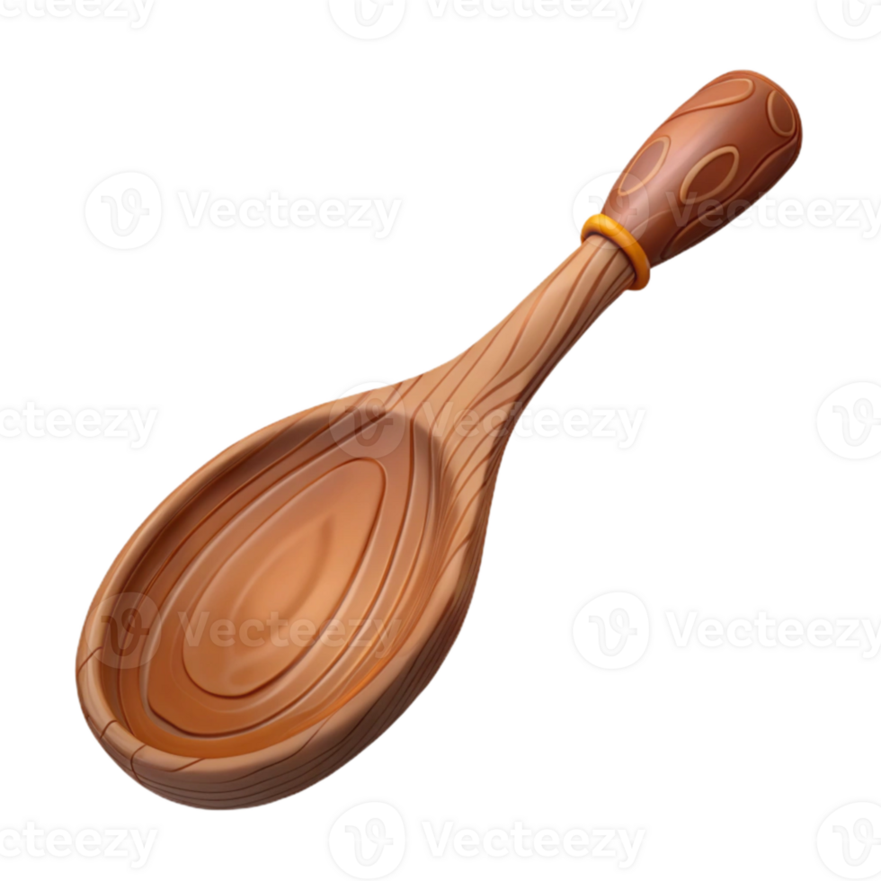 vibrant traditional Carved Wooden Spoon with Rustic Texture Cutout genuine png