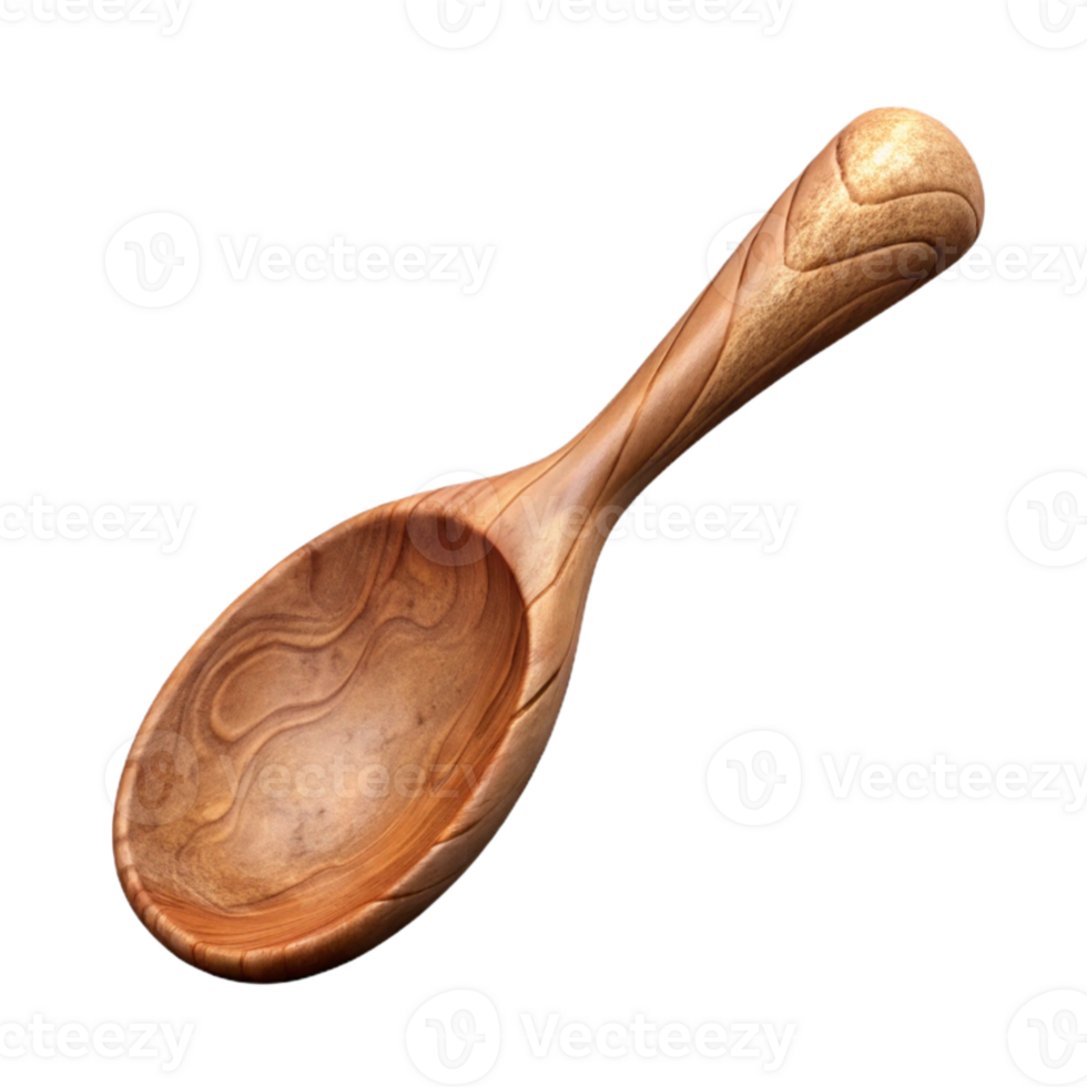 serene modern Carved Wooden Spoon Rustic Style Transparent Background original png