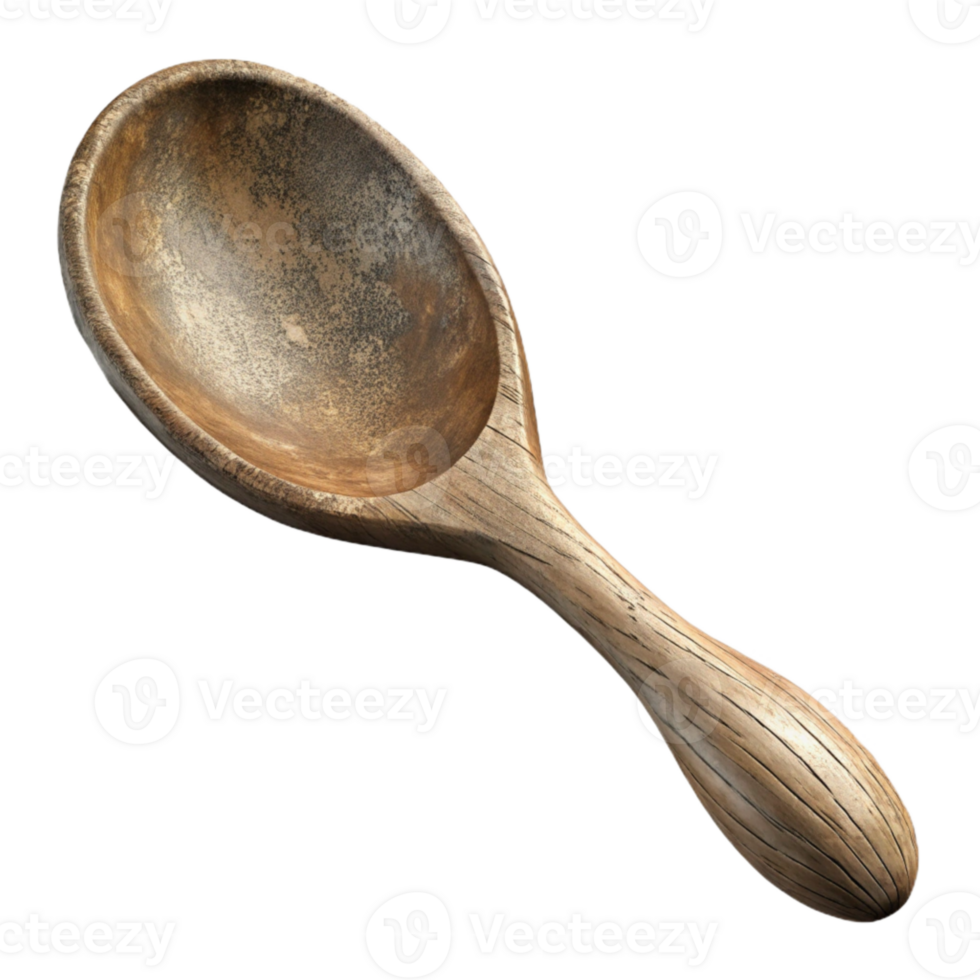 beautiful creative Carved Wooden Spoon Rustic Style Transparent Background high quality png