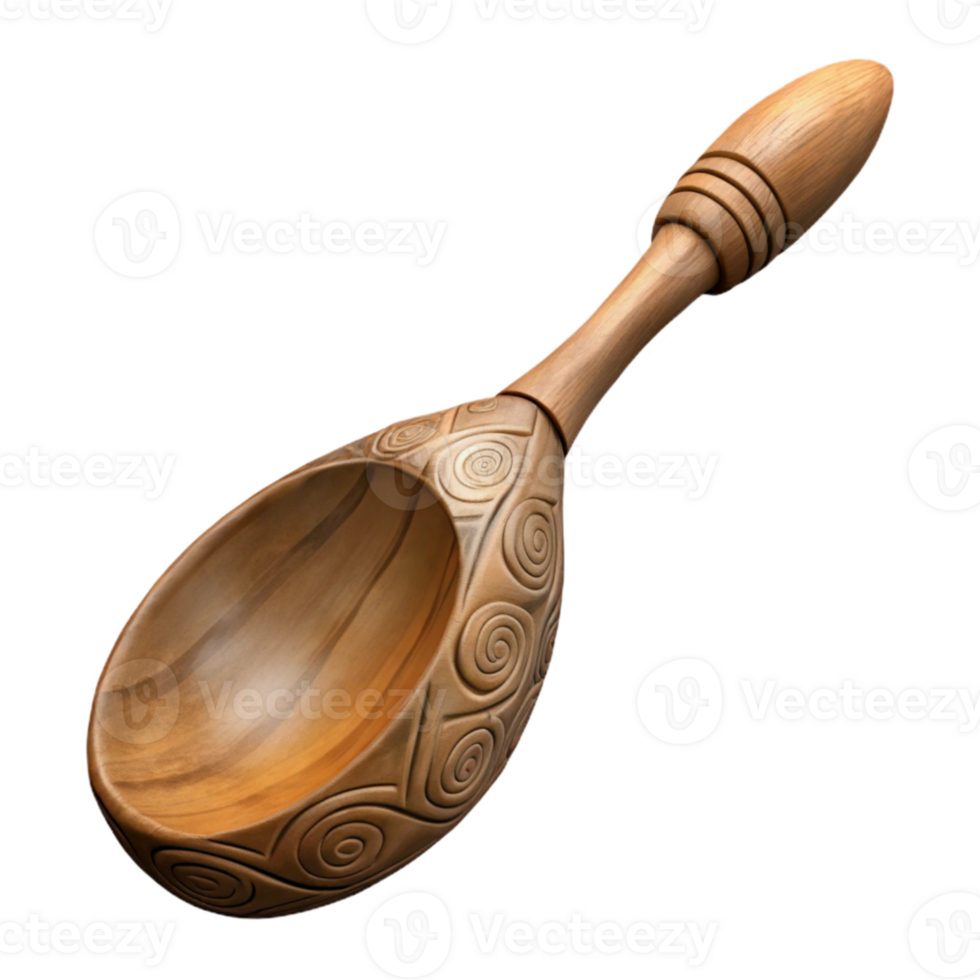 extraordinary contemporary Carved Wooden Spoon with Rustic Texture Cutout authentic png