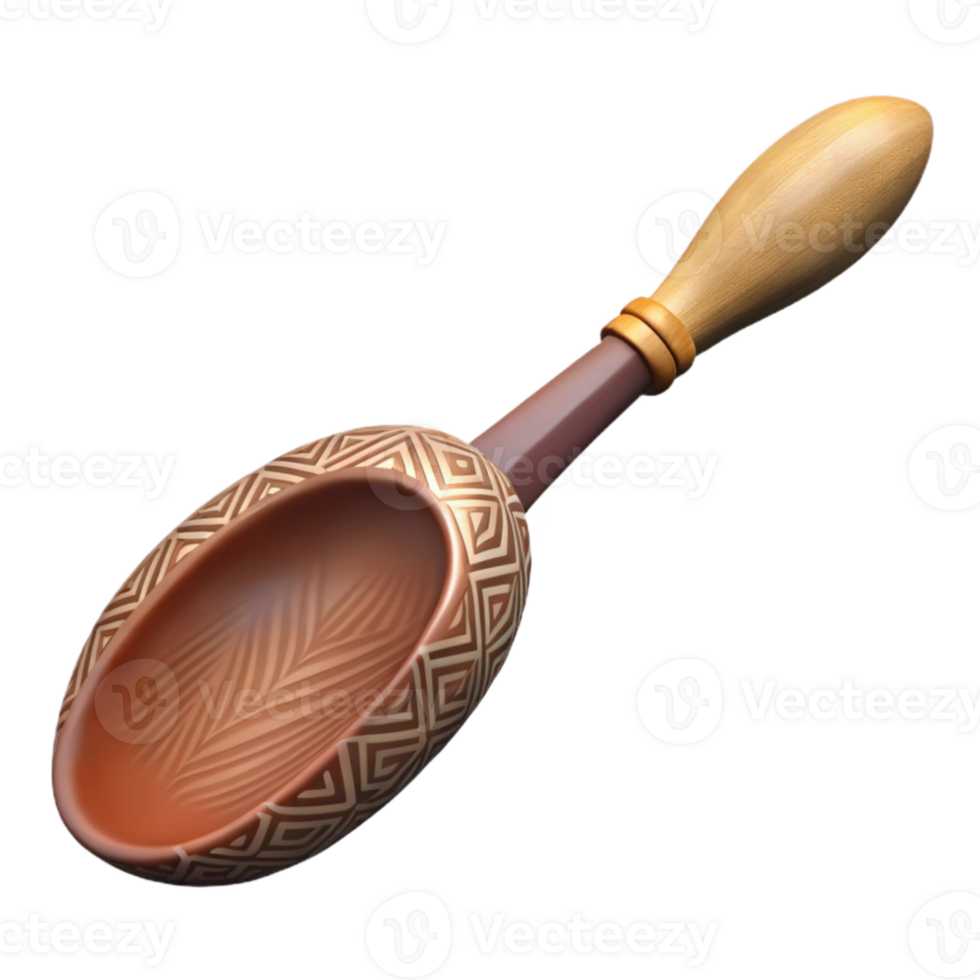 magnificent rustic Carved Wooden Spoon with Rustic Texture Cutout exclusive png