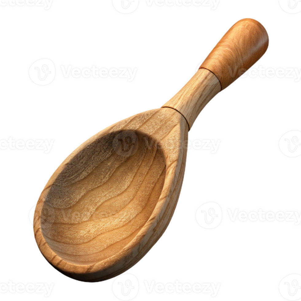 impressive contemporary Carved Wooden Spoon with Rustic Texture Cutout high quality png
