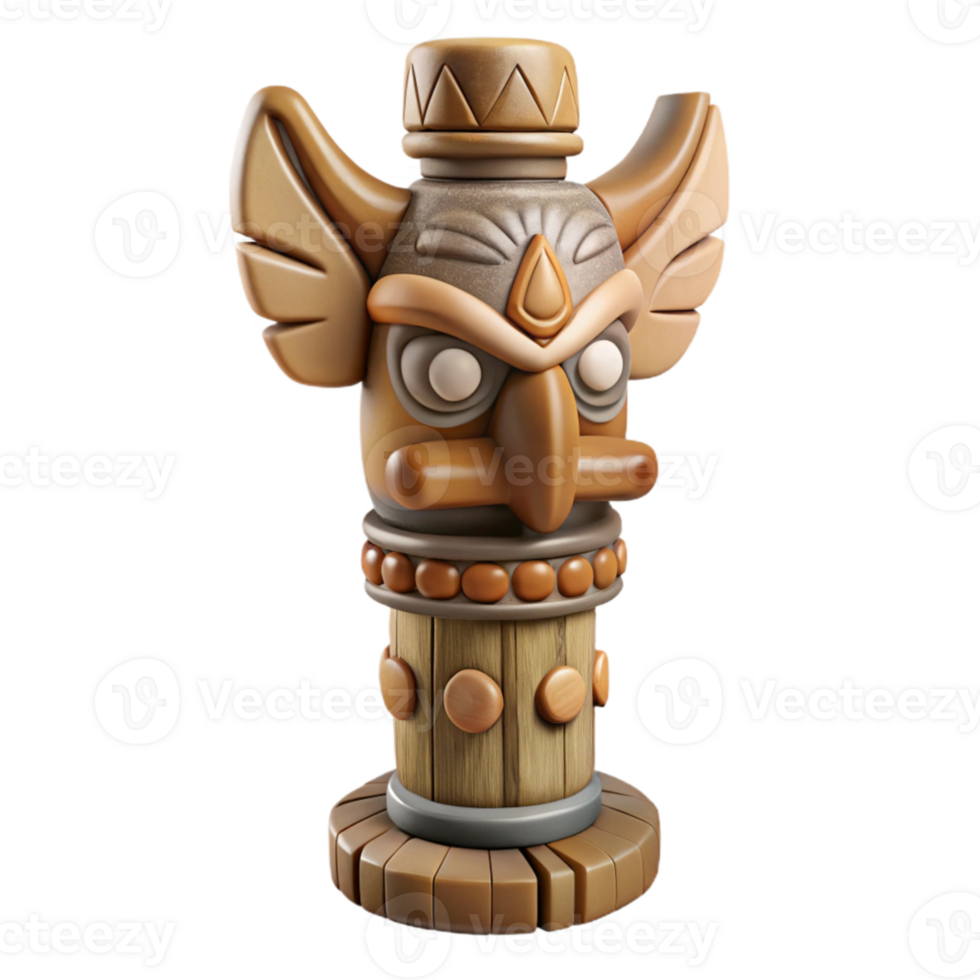 extraordinary abstract Carved Wooden Totem Pole Isolated Cutout original png