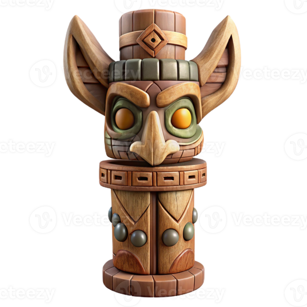 dramatic minimalist Carved Wooden Totem Pole Isolated Cutout original png