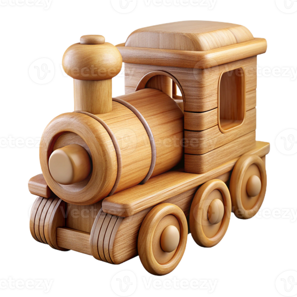 elegant creative Carved Wooden Toy Train Classic Style Isolated genuine png