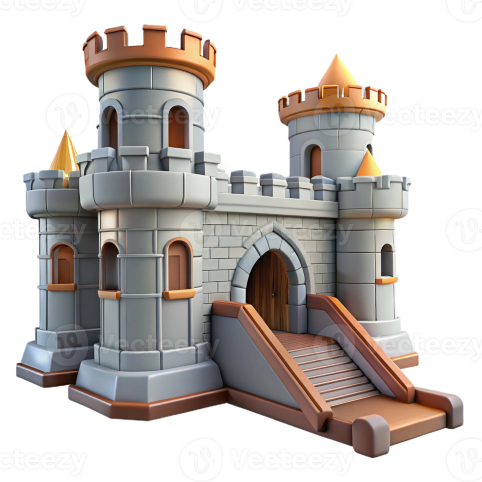 extraordinary rustic Castle Drawbridge Raised View Isolated authentic png