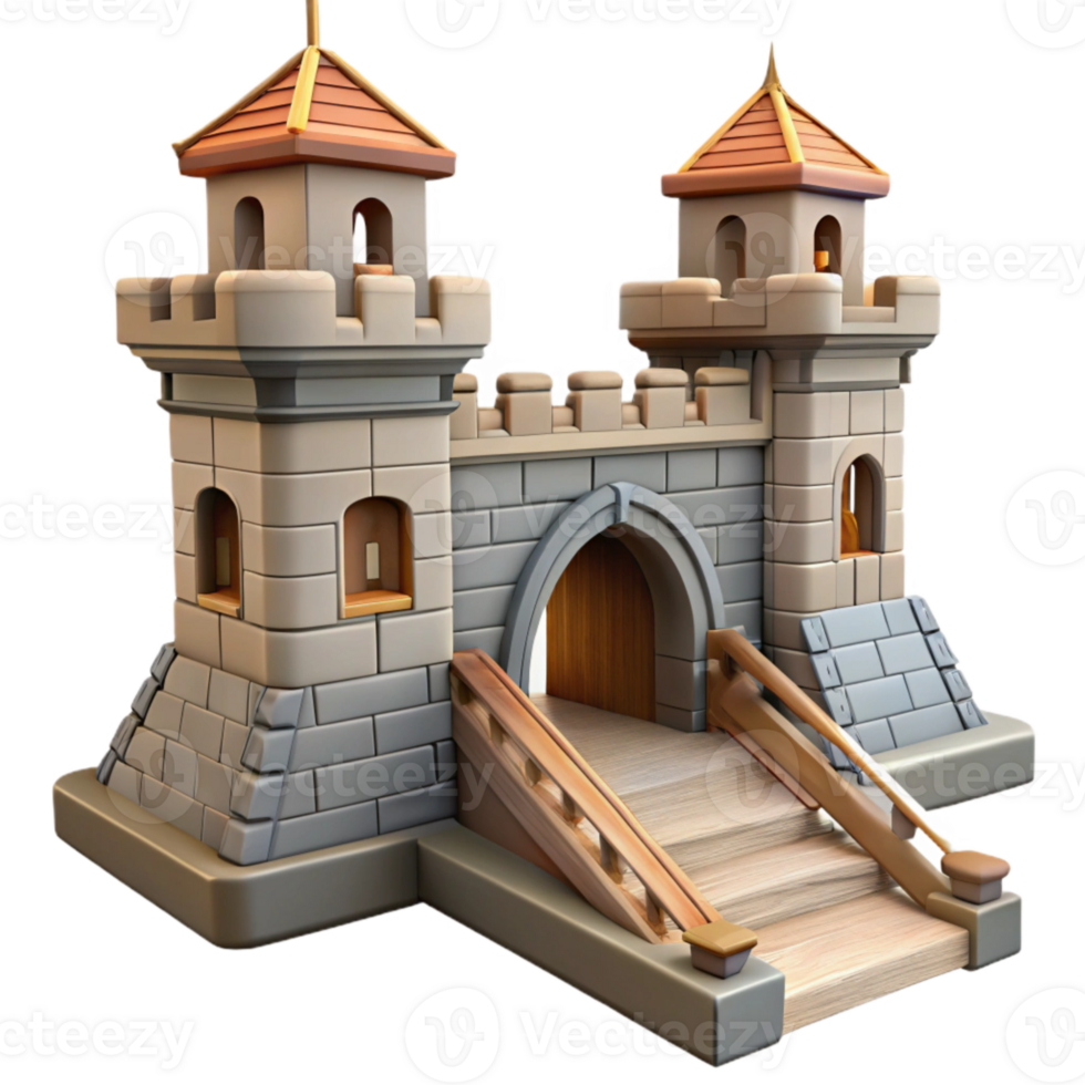 impressive rustic Castle Drawbridge Raised View Isolated premium png