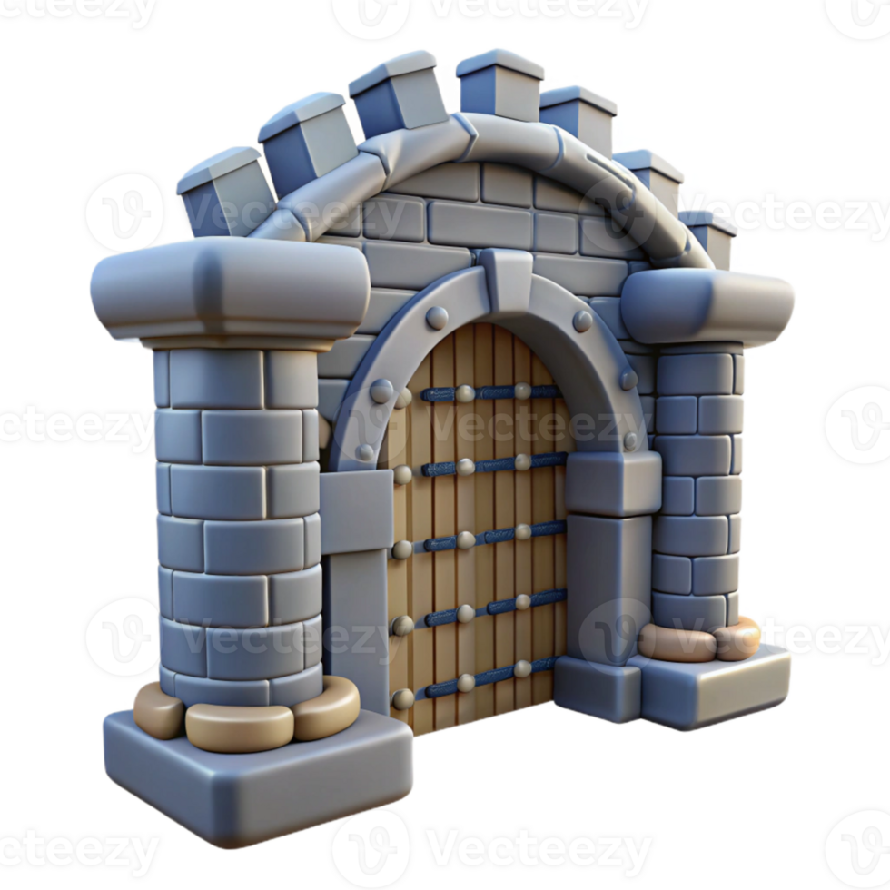 beautiful contemporary Castle Gate Portcullis Raised Position Transparent Background png