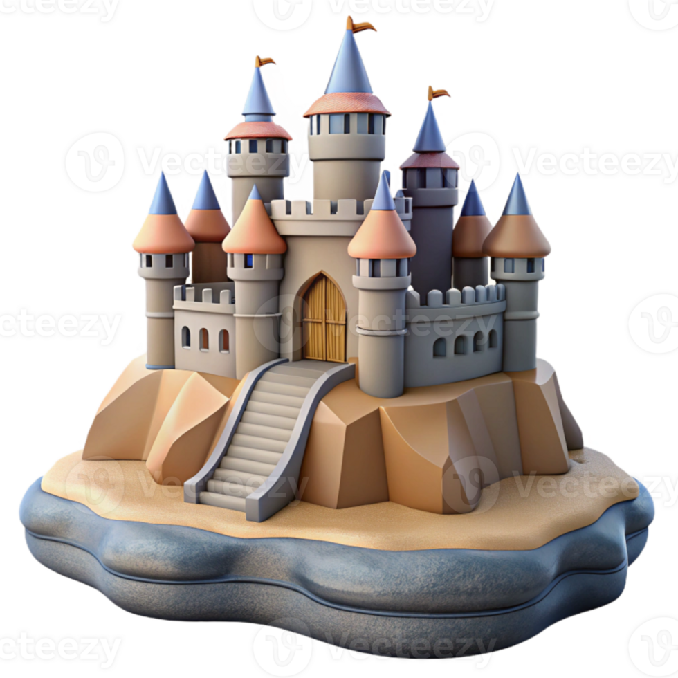 wonderful abstract Castle on a Hill Cutout Element premium png