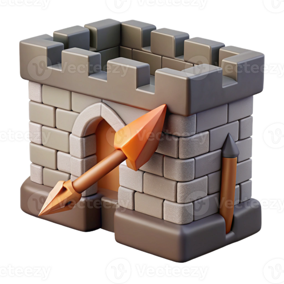 vibrant classic Castle Wall Arrow Slit Defensive Feature Cutout professional png