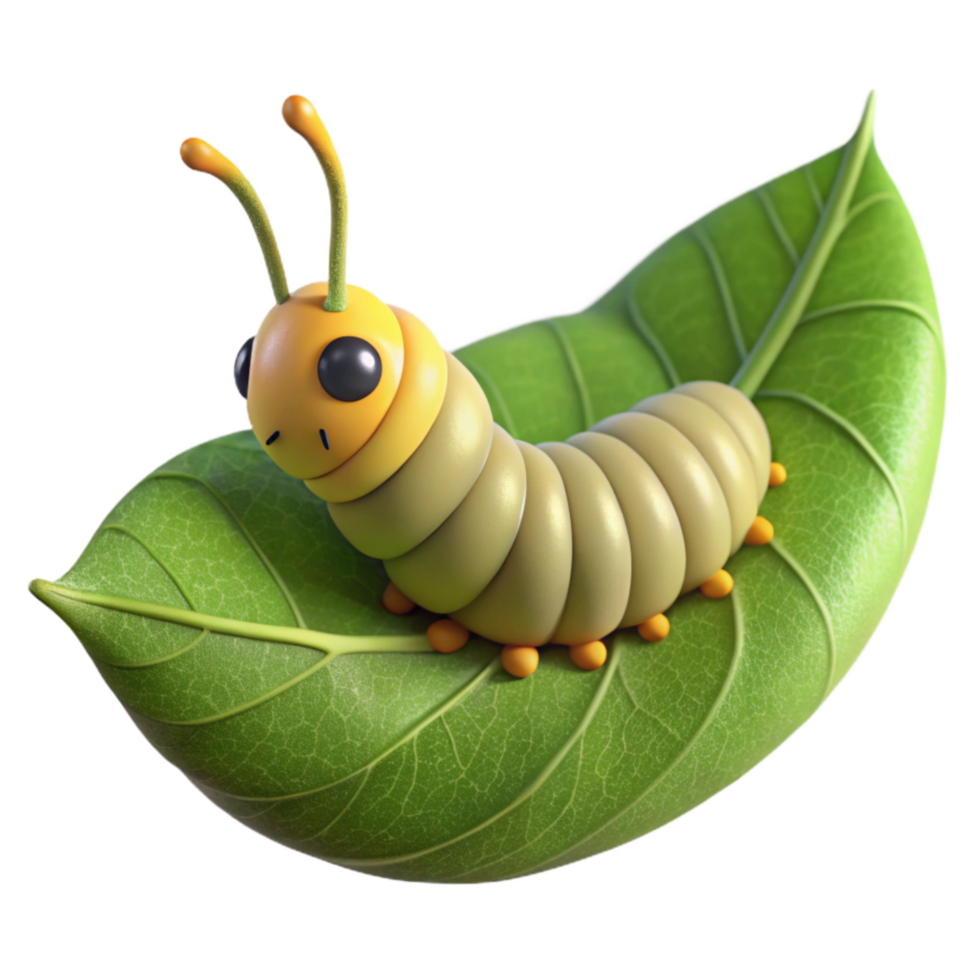 vibrant abstract Caterpillar Crawling on Leaf Cutout png