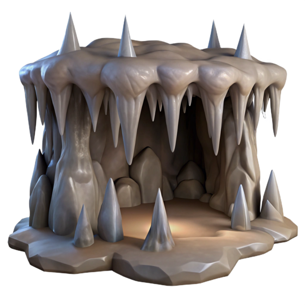 vibrant rustic Cave Stalactites Hanging Formations Dimly Lit Cutout original png