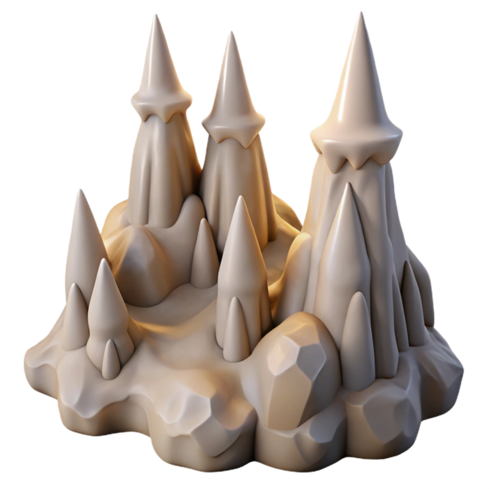 dramatic contemporary Cave Stalagmites Upward Formations Dimly Lit Transparent authentic png