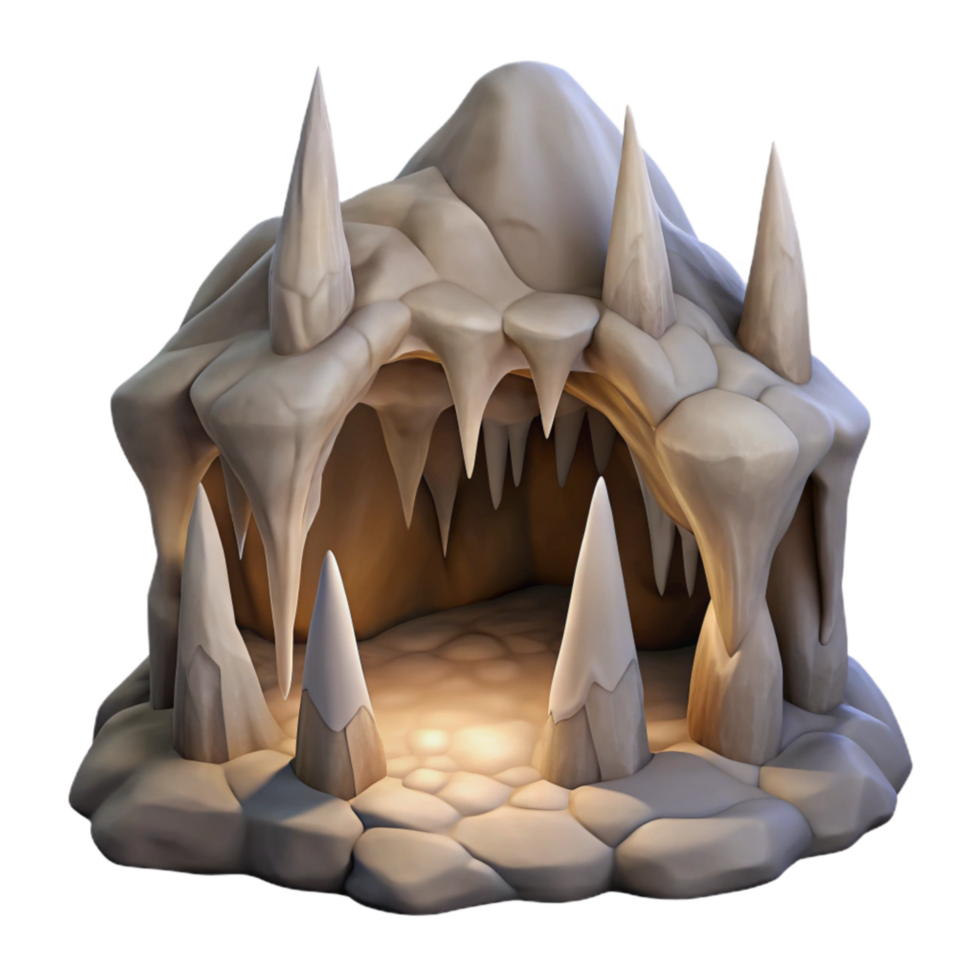 wonderful artistic Cave Stalagmites Upward Formations Dimly Lit Transparent professional png