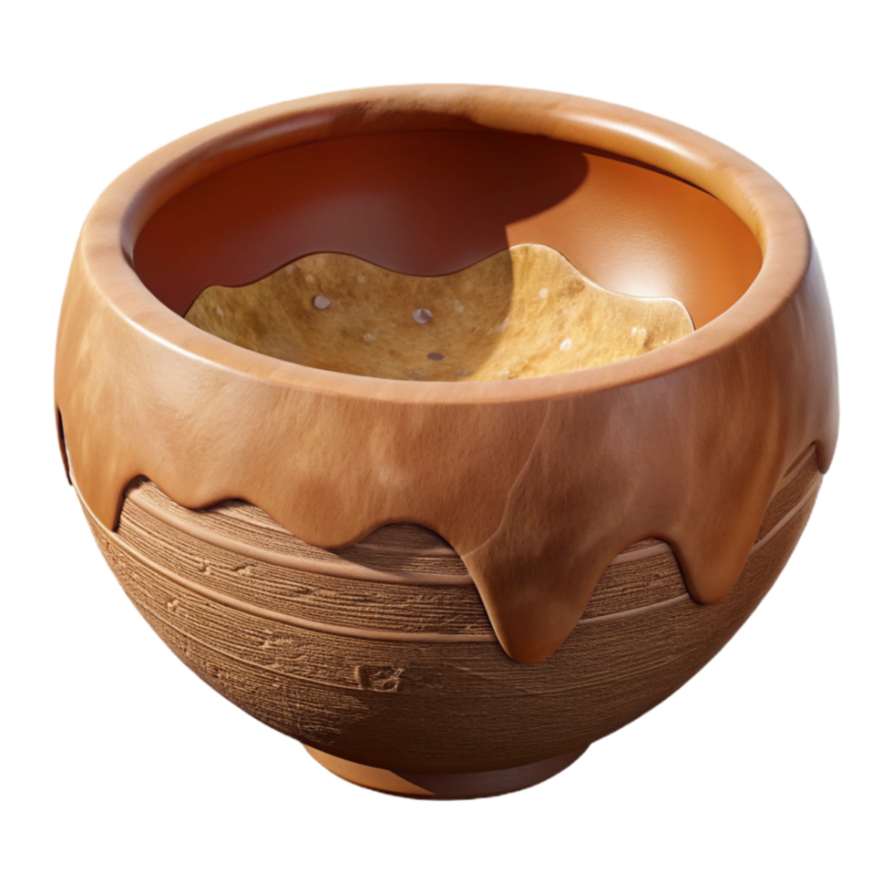 elegant rustic Ceramic Bowl Earthenware Style Cutout with Rustic Texture high resolution png