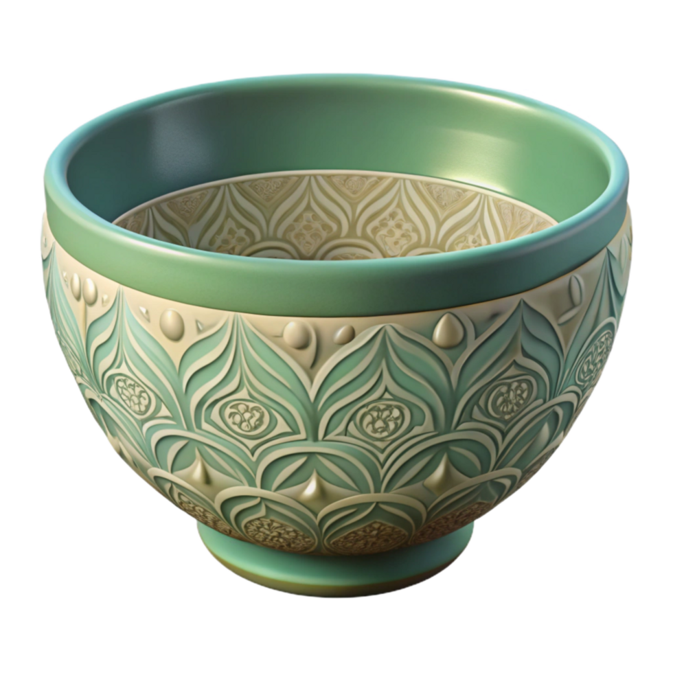 beautiful vintage Ceramic Bowl with Pattern Decorative Style Transparent Background genuine png
