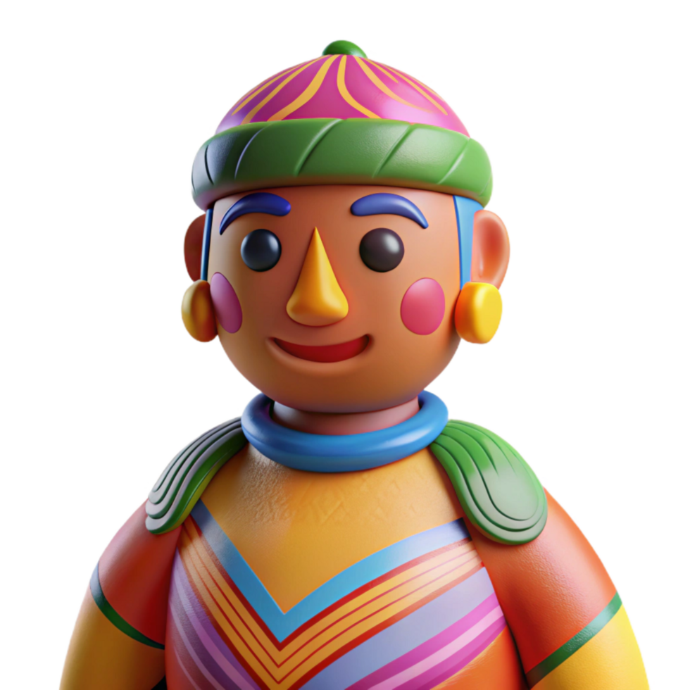 vibrant rustic Ceramic Figurine Vibrant Colors Cutout png