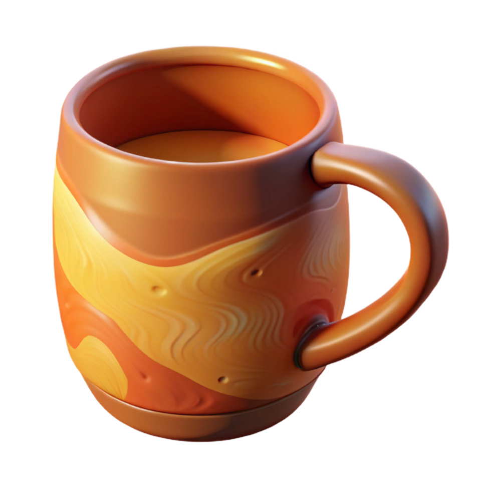 vibrant rustic Ceramic Mug with Handle Warm Color Transparent Background high quality png