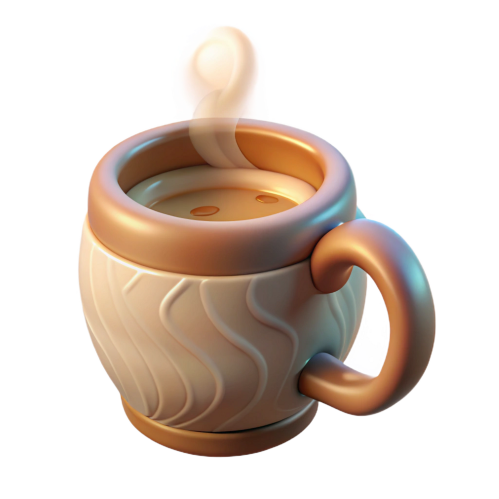 impressive abstract Ceramic Mug with Steam Top View Isolated png