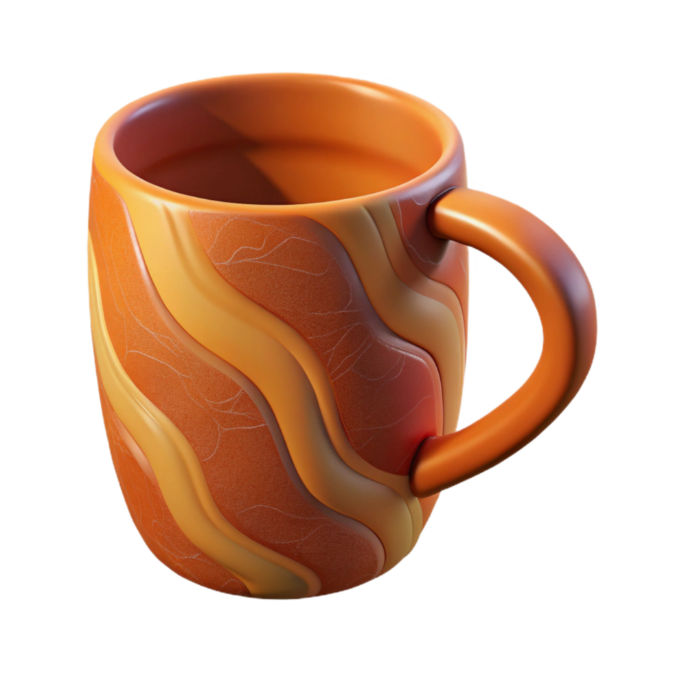 extraordinary contemporary Ceramic Mug with Handle Warm Color Transparent Background professional png