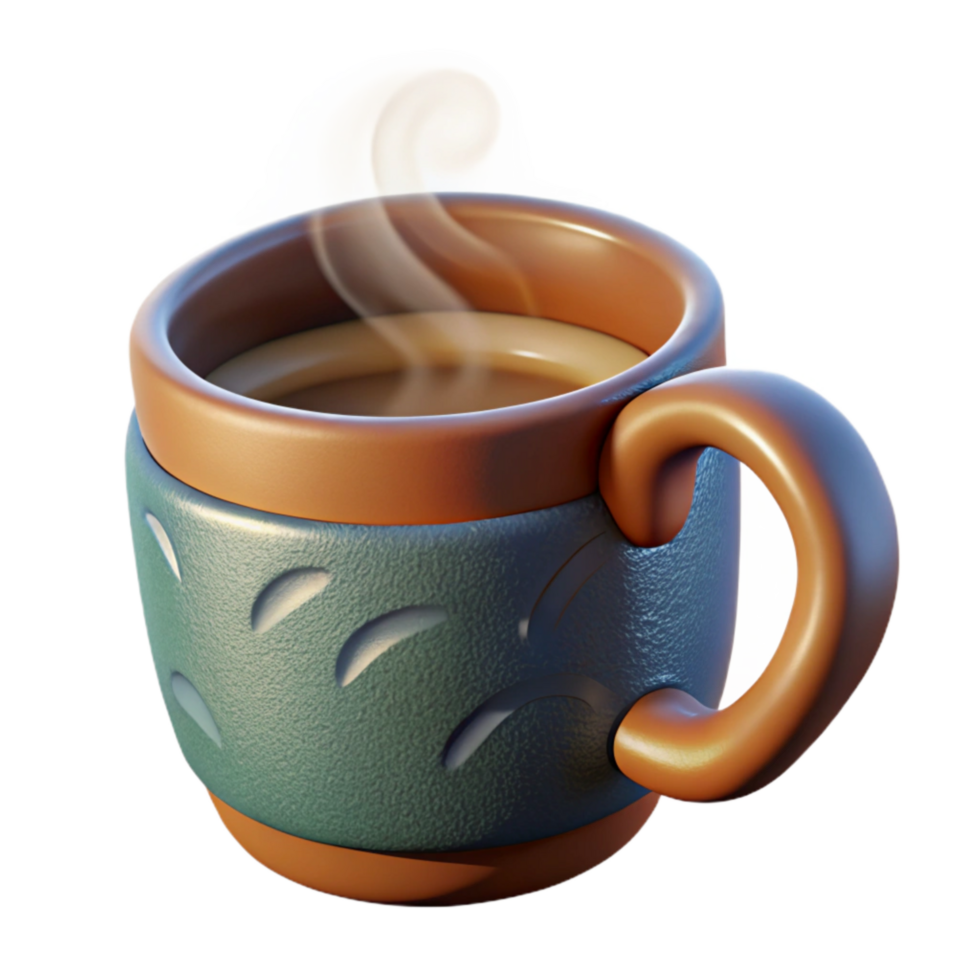 beautiful minimalist Ceramic Mug with Steam Top View Isolated png