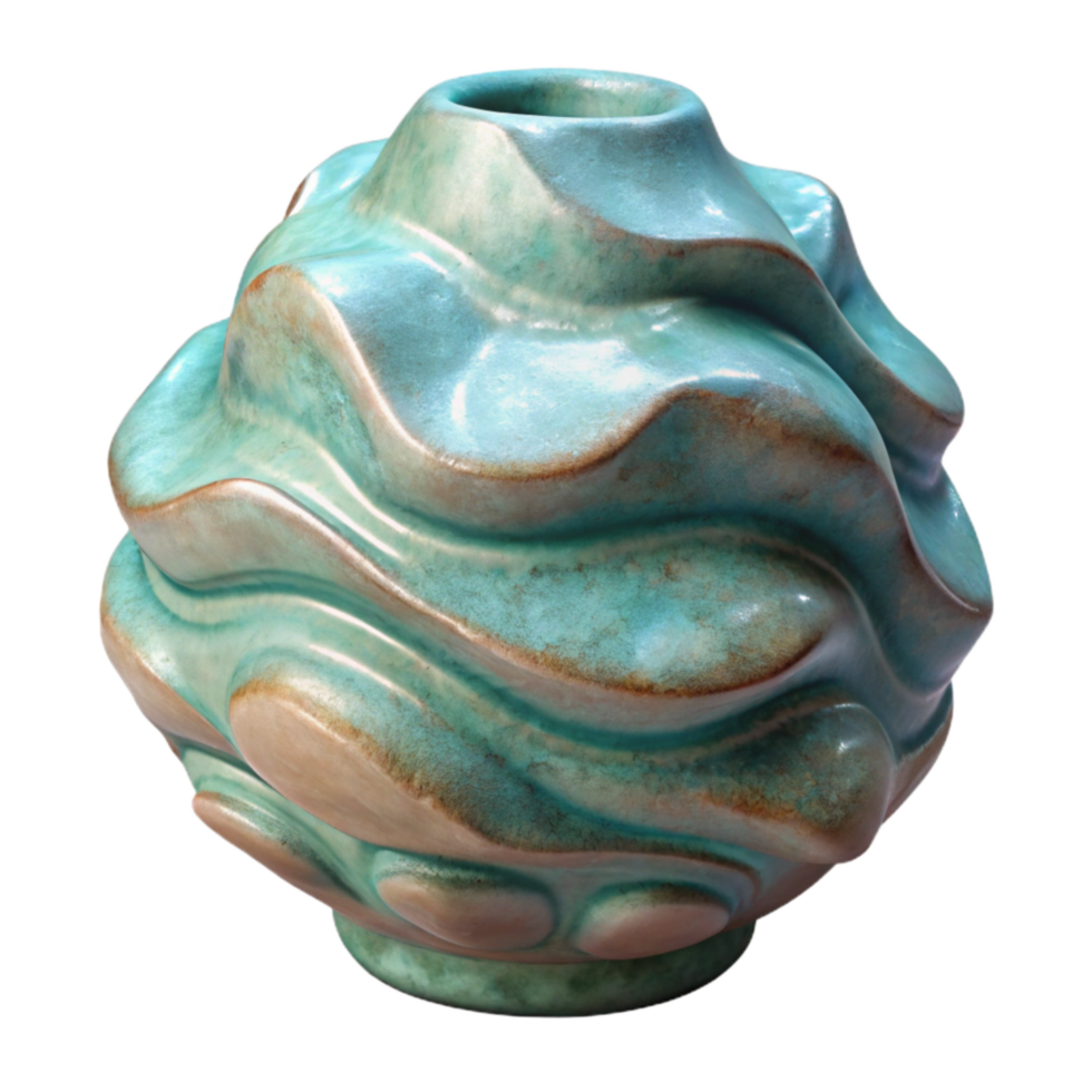 impressive modern Ceramic Sculpture with Textured Surface Transparent Background exclusive png