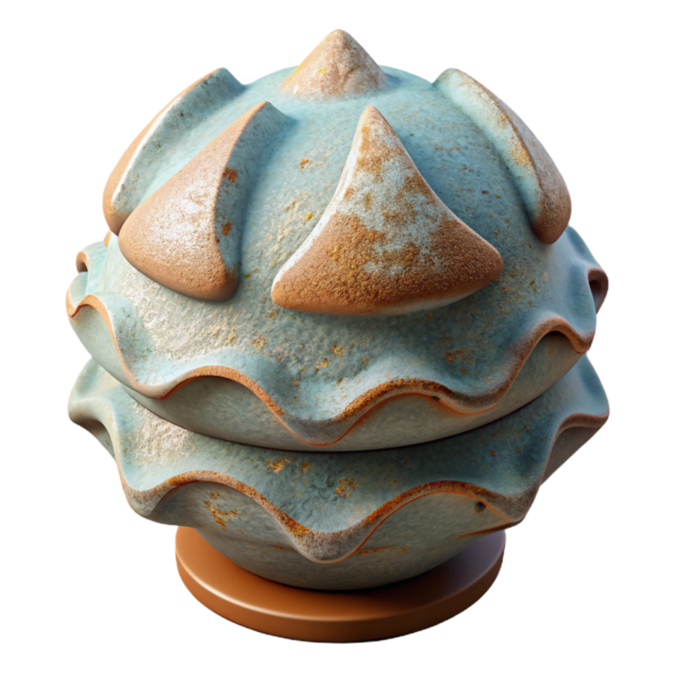 serene abstract Ceramic Sculpture with Textured Surface Transparent Background detailed png