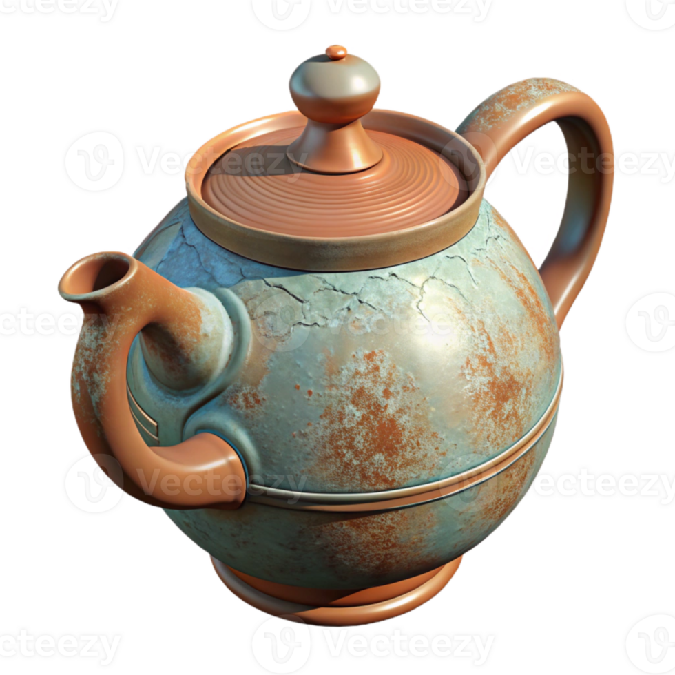 serene minimalist Ceramic Teapot with Traditional Glaze Transparent Background png