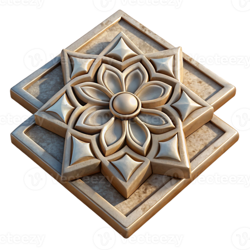 serene modern Ceramic Tile Decorative Pattern Isolated Transparent Background professional png