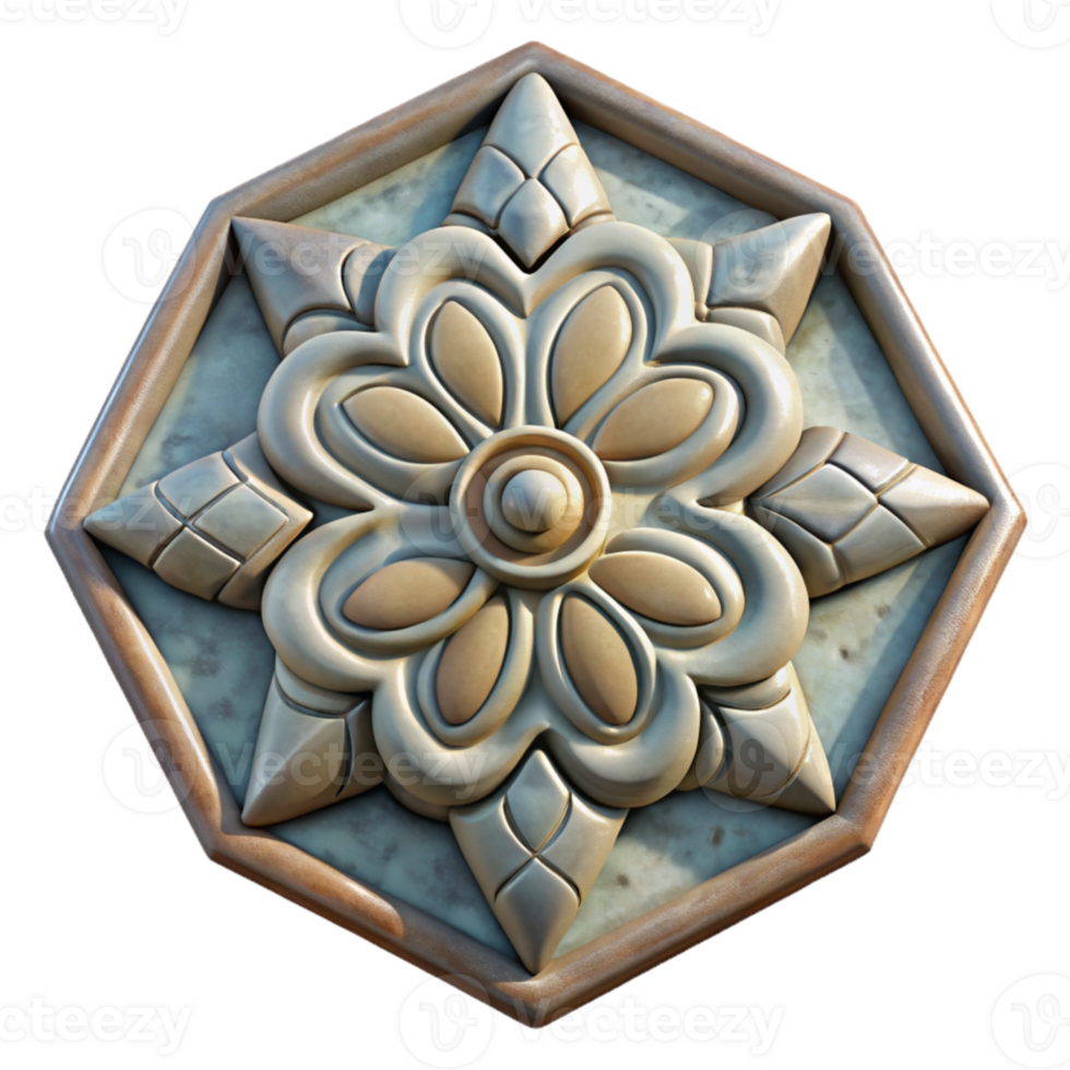 vibrant vintage Ceramic Tile Decorative Pattern Isolated Transparent Background professional png