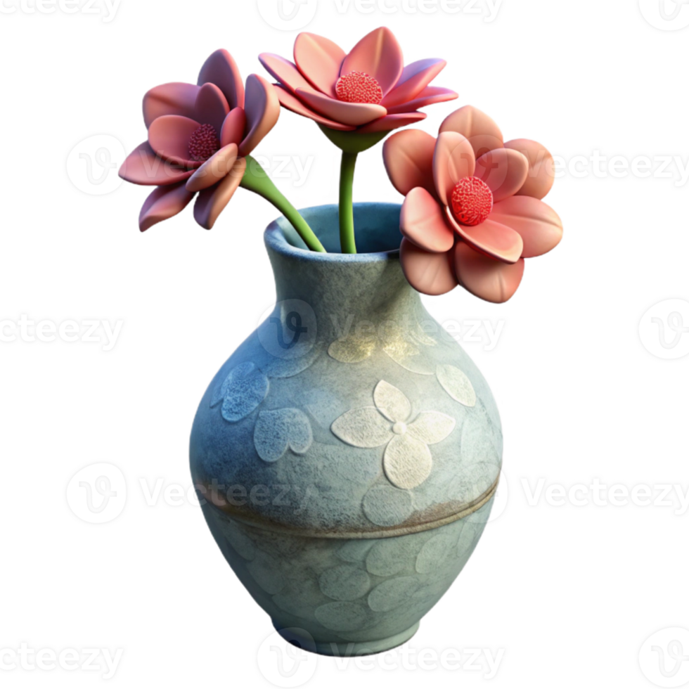 wonderful classic Ceramic Vase with Flowers Side View Transparent Background genuine png