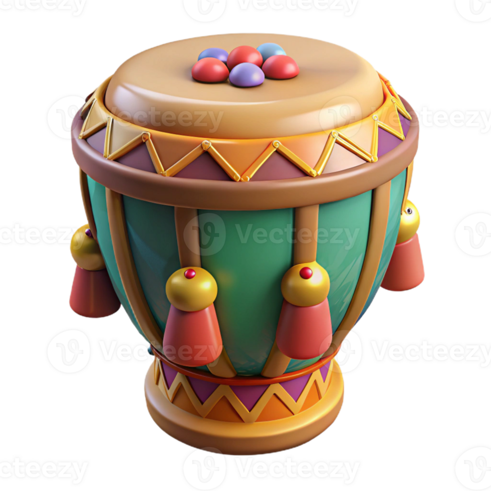 impressive minimalist Ceremonial Drum with Colorful Decorations Cutout premium png