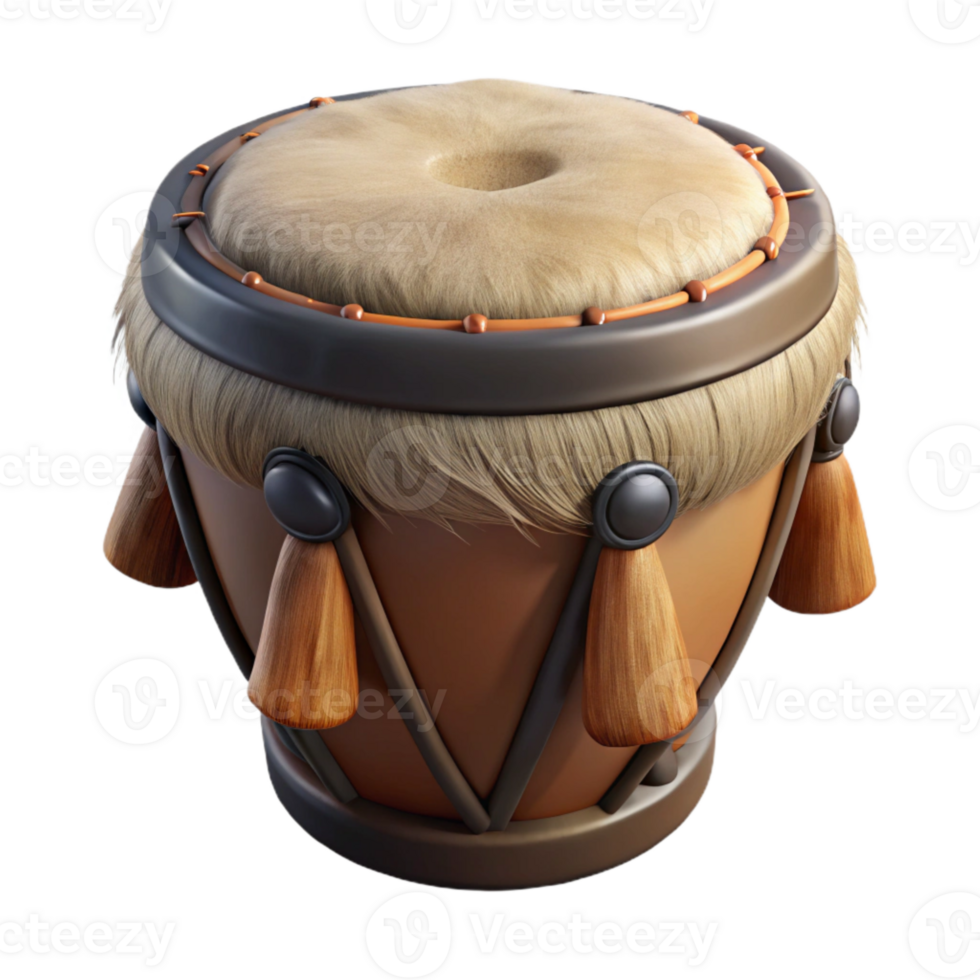 wonderful minimalist Ceremonial Drum with Animal Hide Isolated authentic png