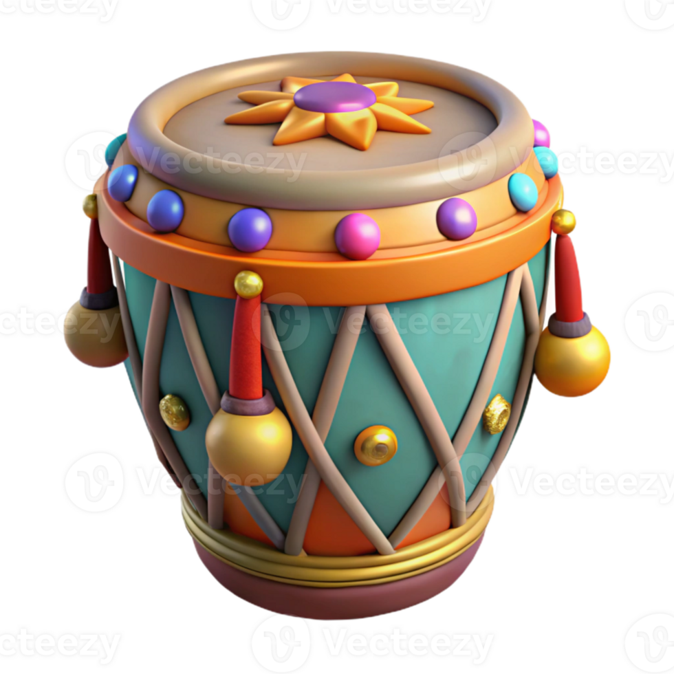 impressive contemporary Ceremonial Drum with Colorful Decorations Cutout authentic png