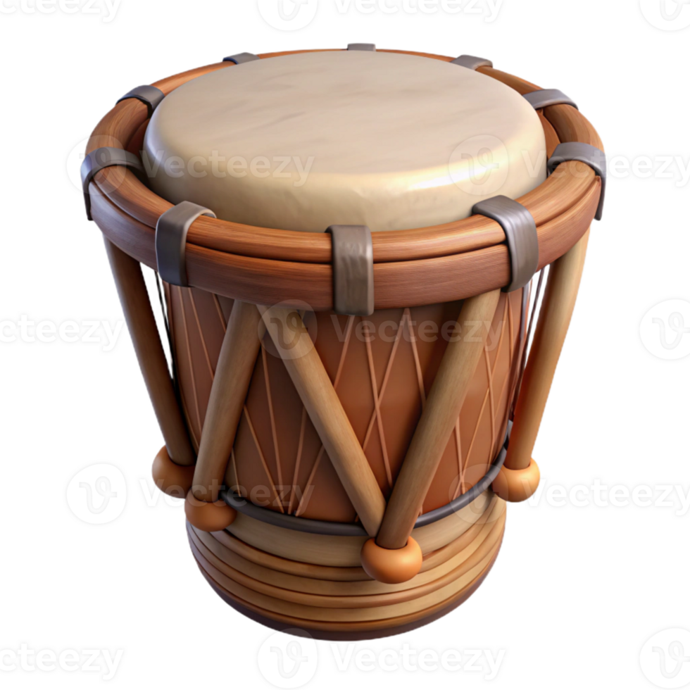 serene modern Ceremonial Drum with Wooden Frame Isolated original png