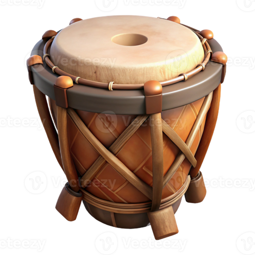 wonderful minimalist Ceremonial Drum with Wooden Frame Isolated exclusive png